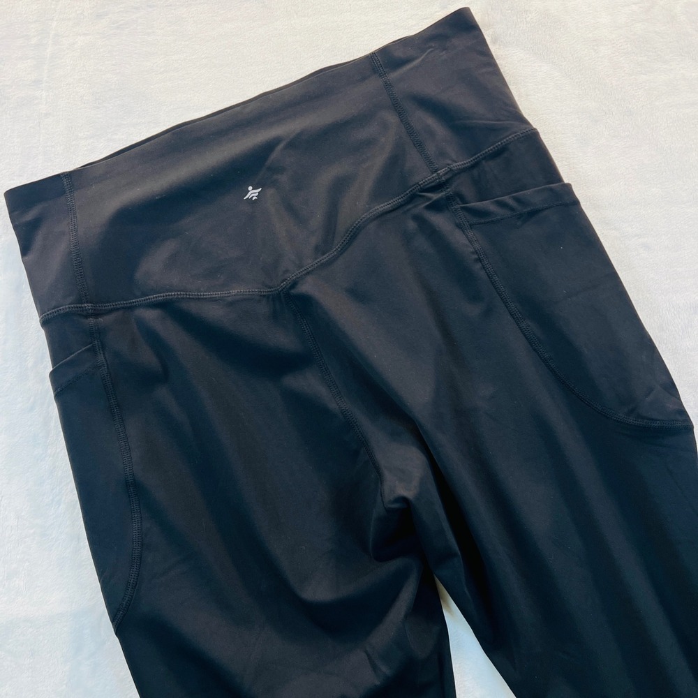 Halara Black Tummy Control High Waisted Active Leggings with Side Pockets Large